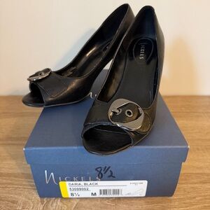 Nickels Black Peep Toe Heels Size 8.5